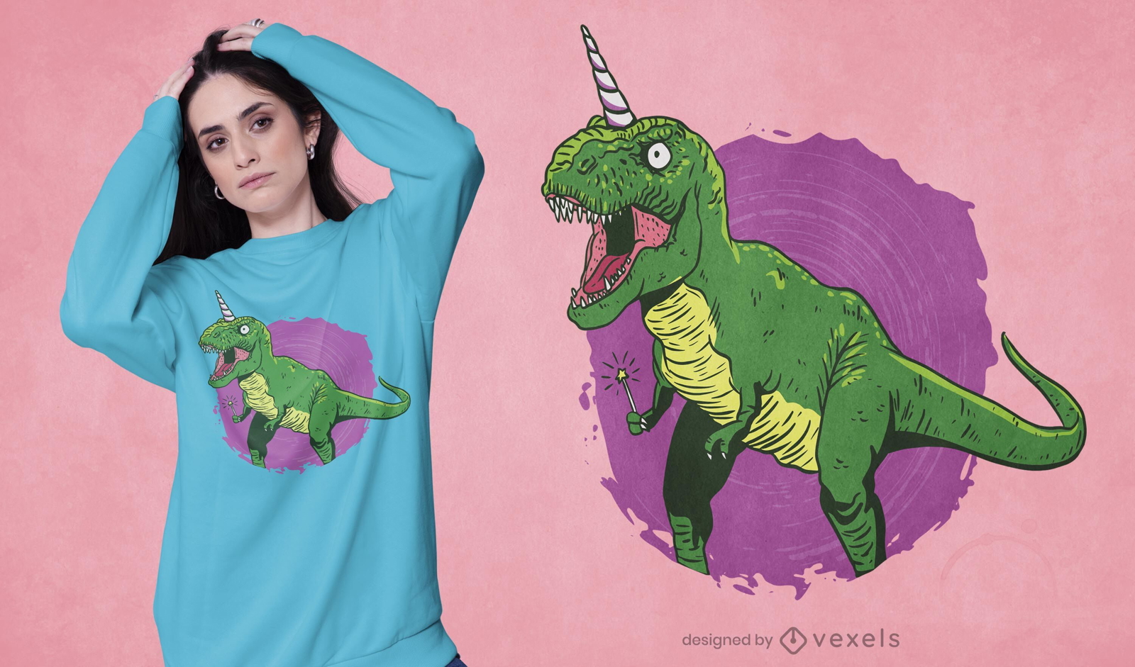 Fairy dinosaur unicorn t-shirt design
