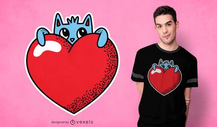 Cute heart cat t-shirt design