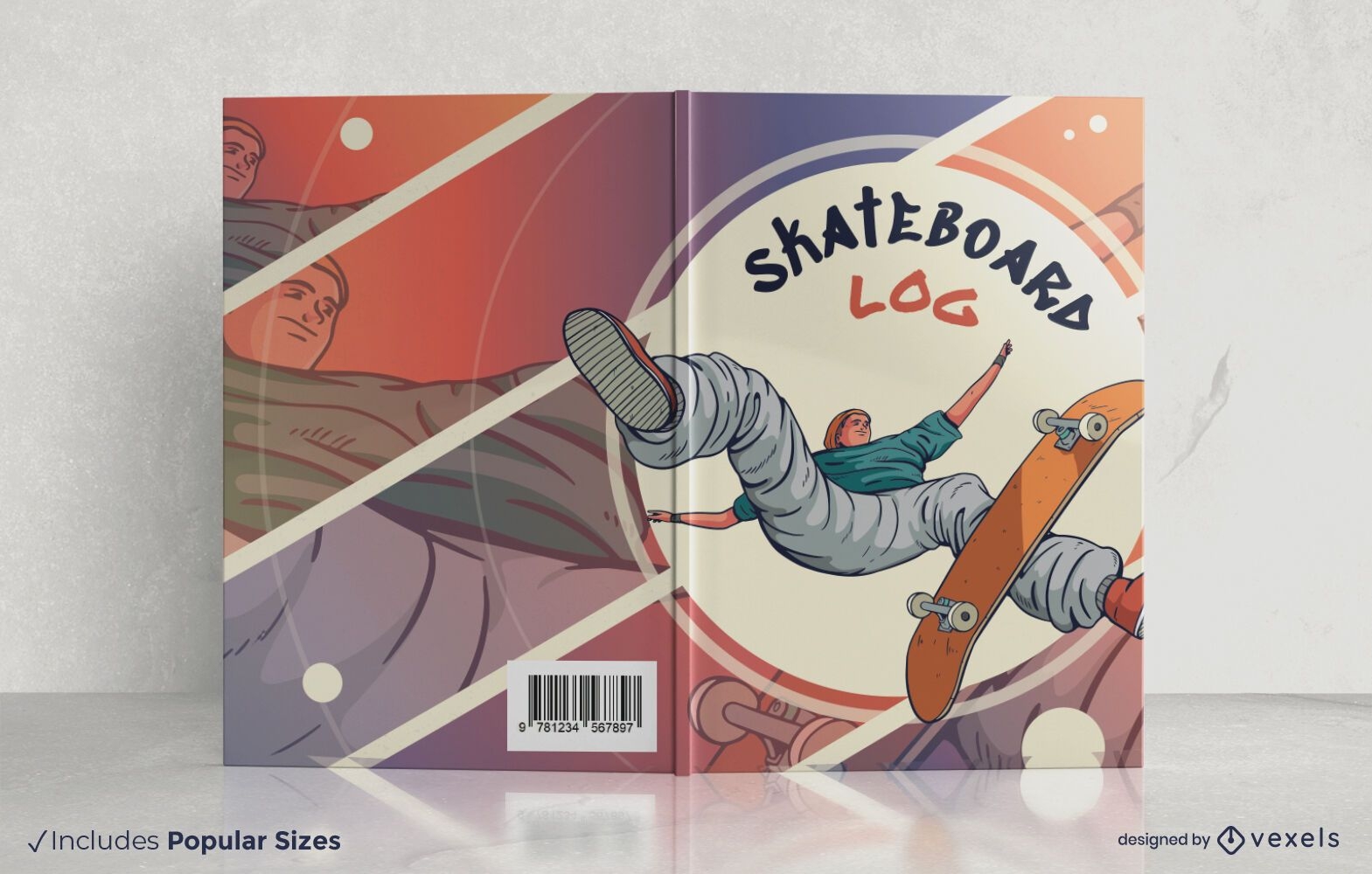 Design des Skateboard-Logbuch-Cover