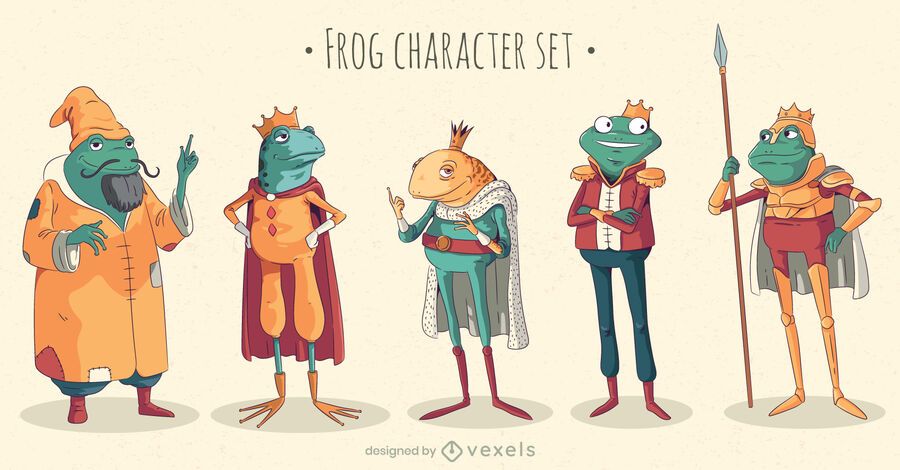 Fairytale frog character set Fairytale frog character set