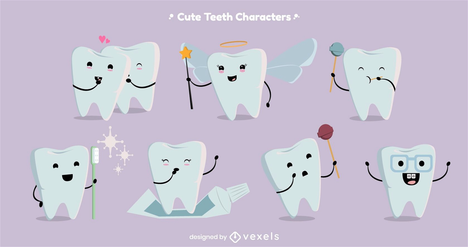 Conjunto de caracteres de diente lindo