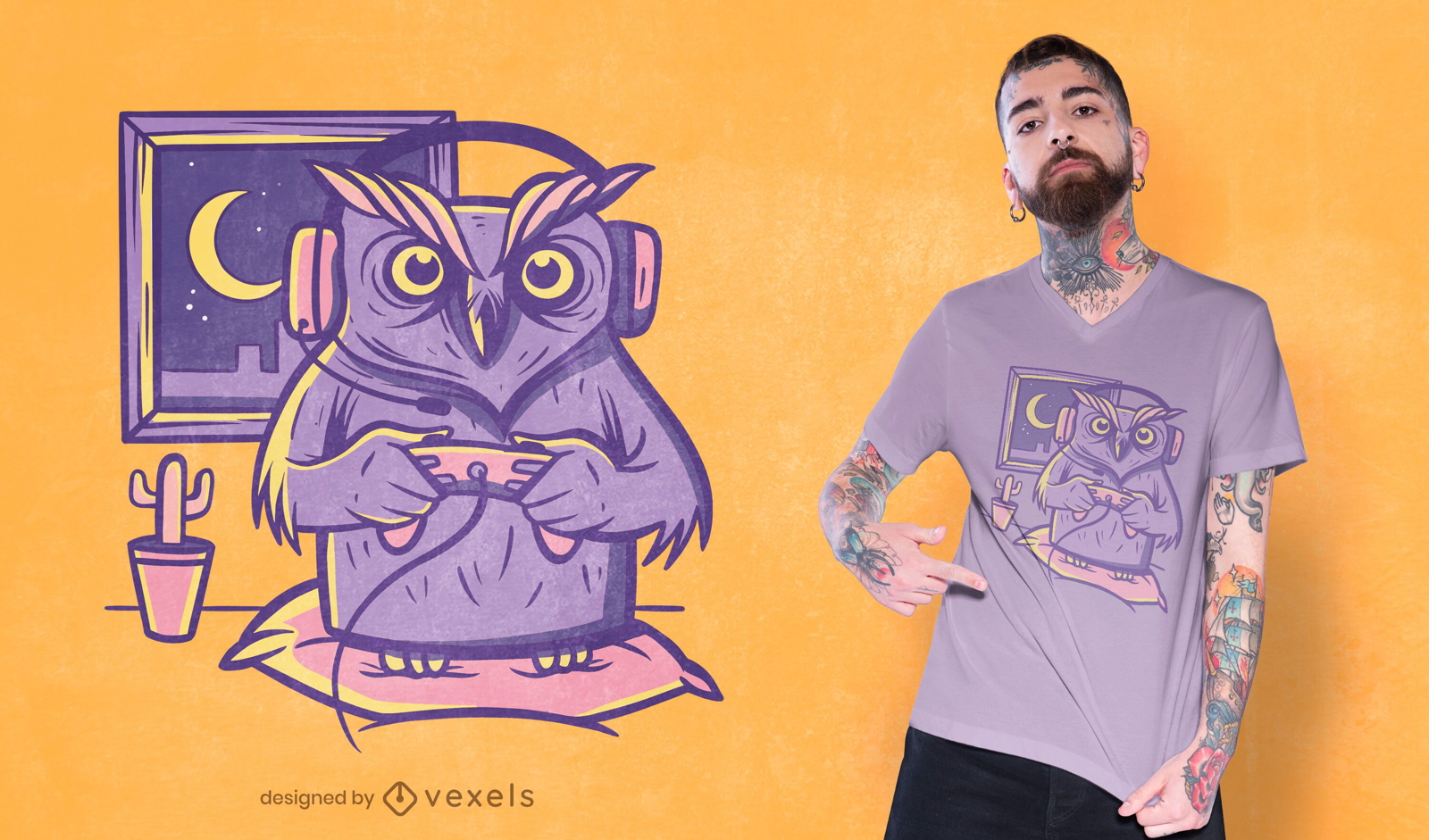 Gamer owl t-shirt design