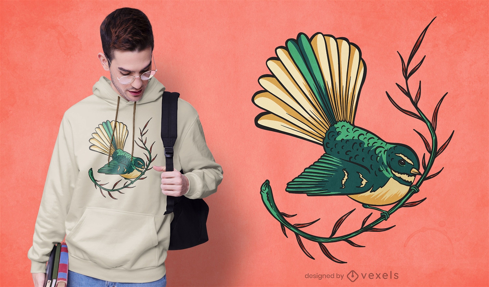 Design de t-shirt Fantail bird
