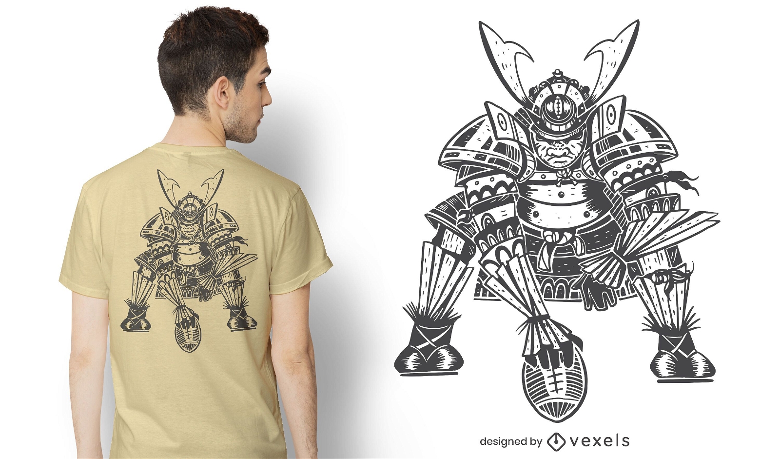 Diseño de camiseta de fútbol Samurai.