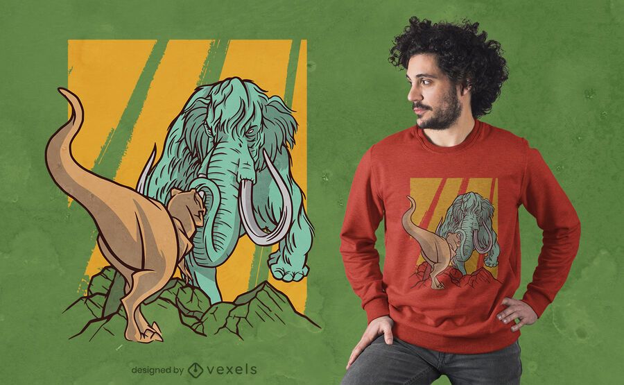 Mammoth vs t-rex t-shirt design Mammoth vs t-rex t-shirt design