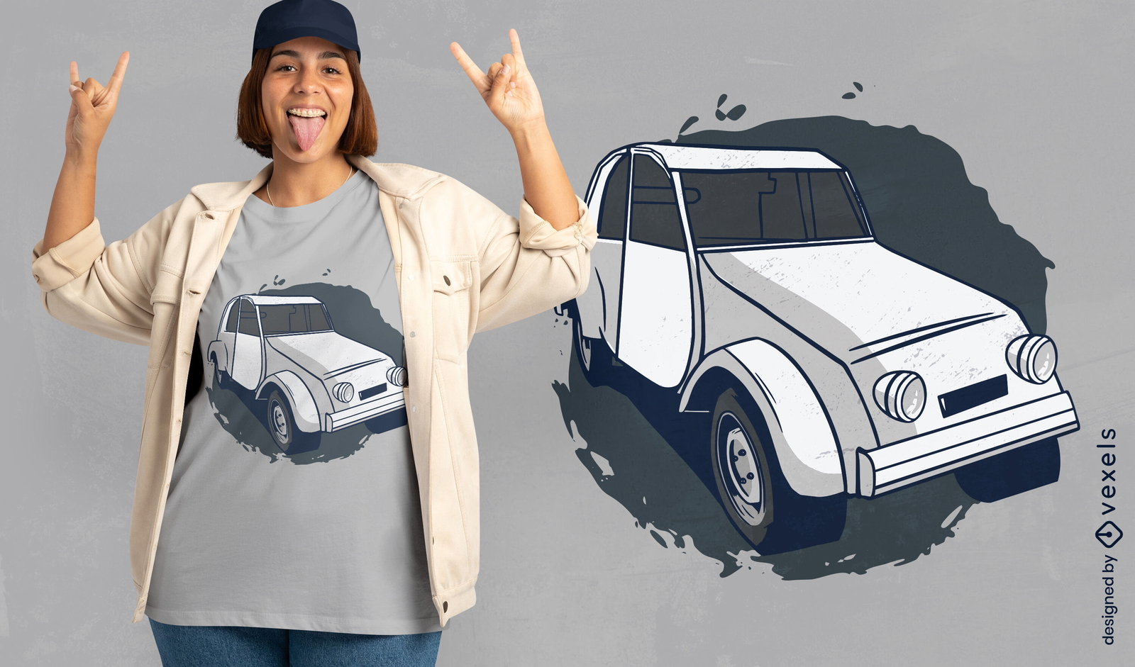 design de camiseta de carro francês