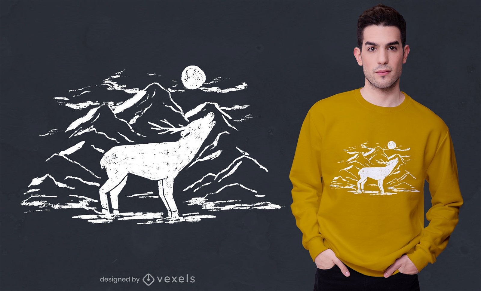 Howling deer t-shirt design 