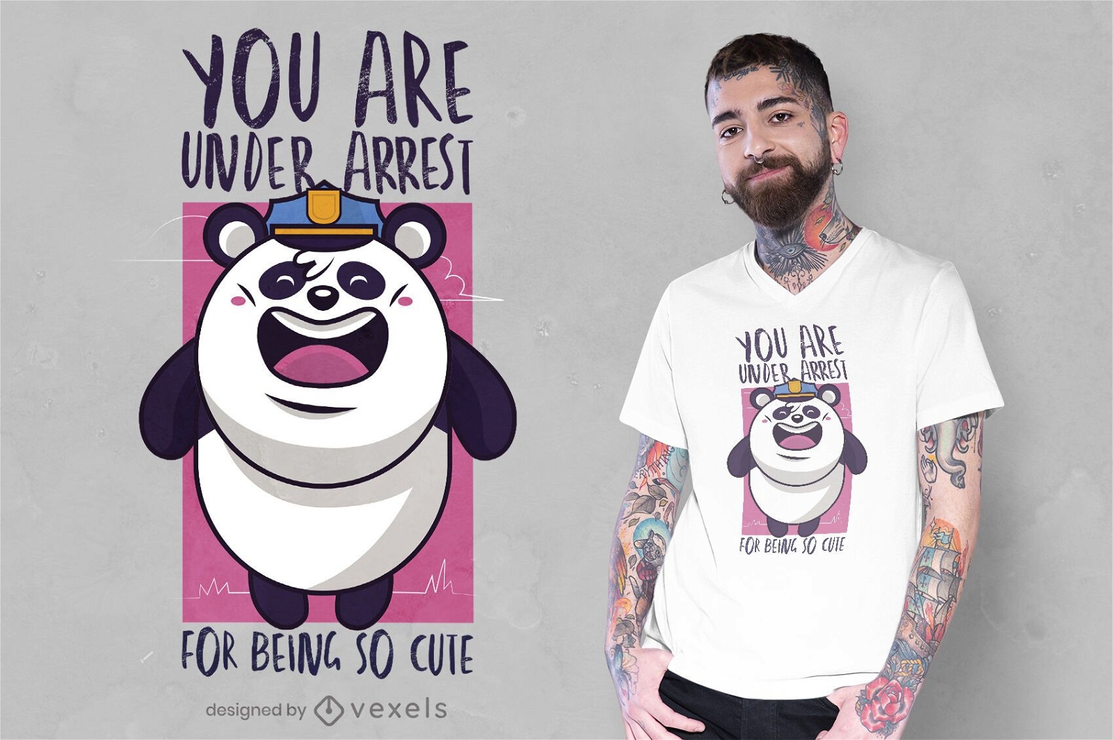Design de camiseta policial panda fofo