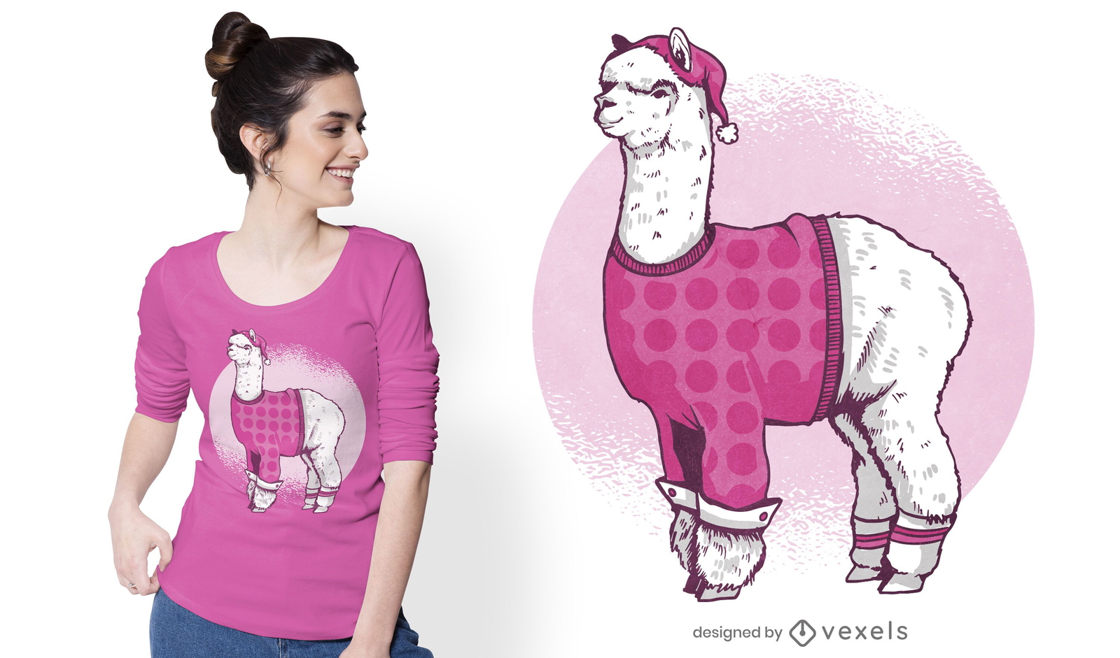 Diseño de camiseta pijama llama