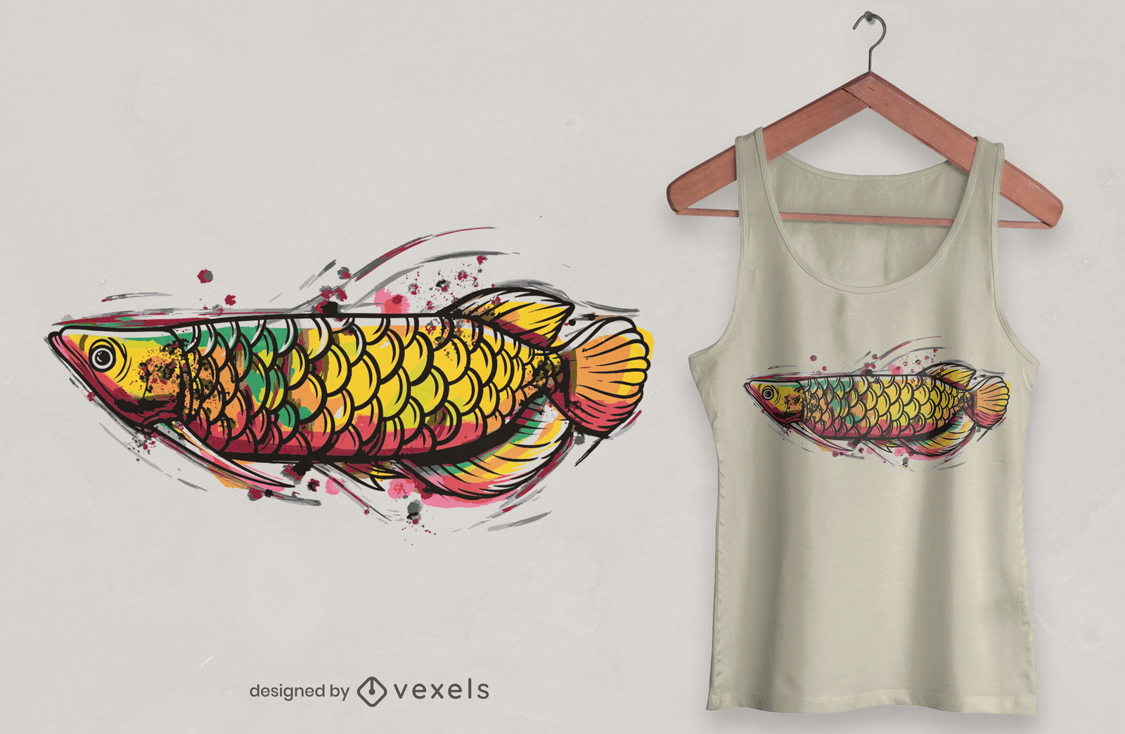 Arowana watercolor t-shirt design