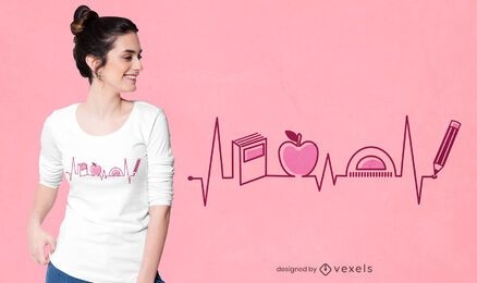 Design de camiseta do professor heartbeat