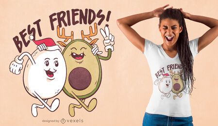 Diseño de camiseta de amigos navideños.