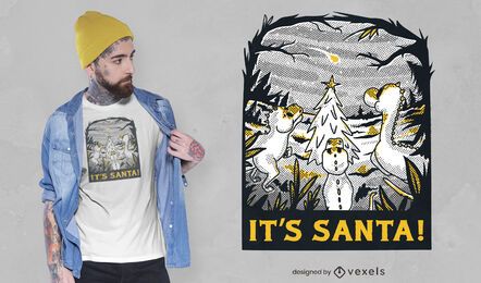 Diseño de camiseta de dinosaurios navideños. Diseño de camiseta de dinosaurios navideños.