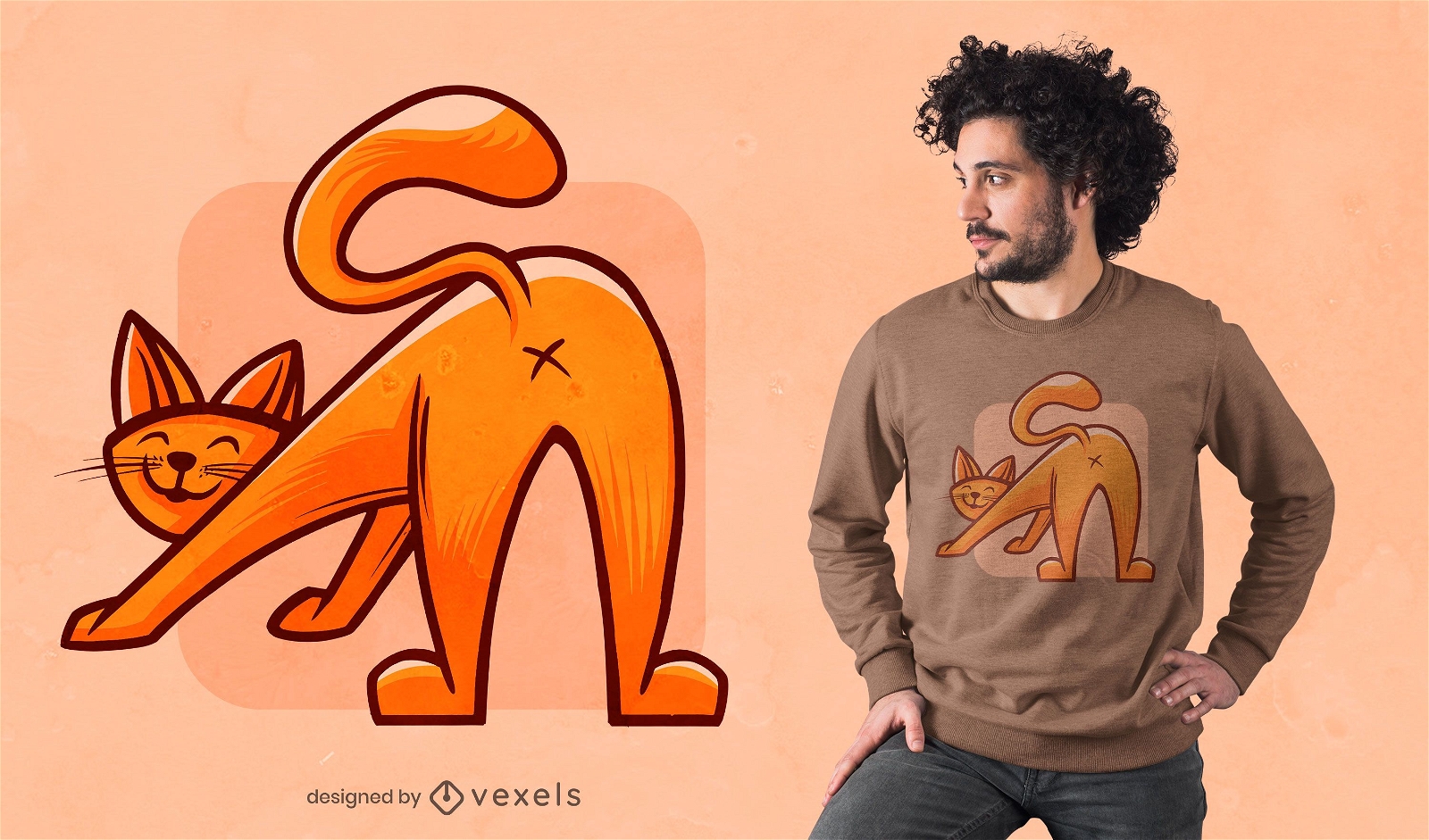 Design de t-shirt de alongamento de gato