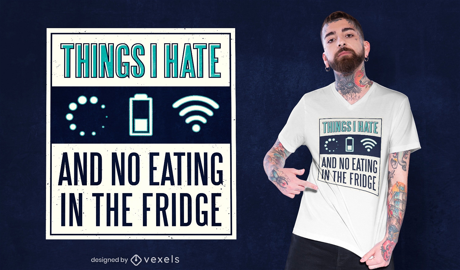 Cosas que odio el diseño de la camiseta de la cita de la comida