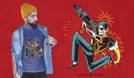 Diseño de camiseta de lanzador de fuegos artificiales.