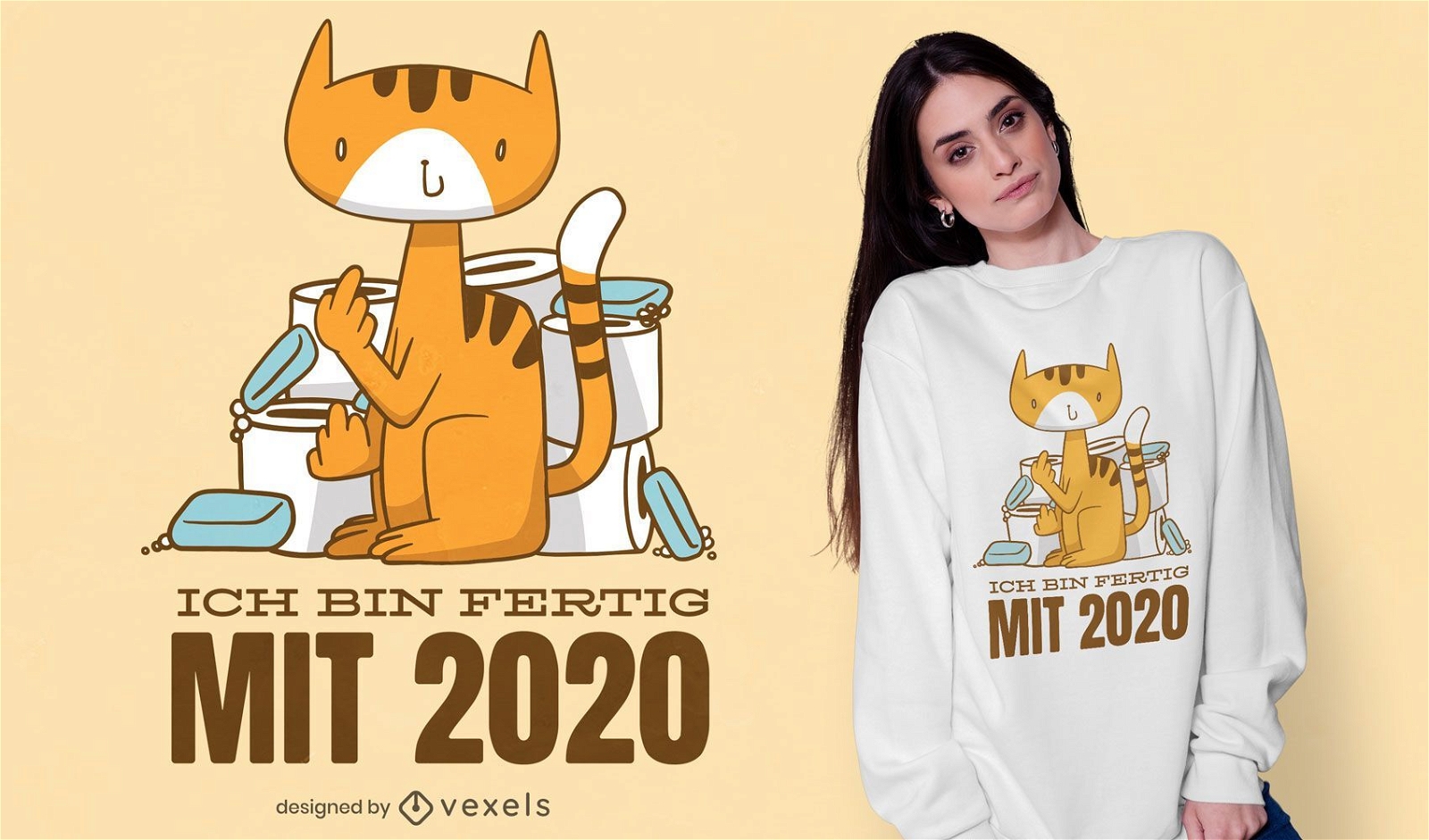 Done with 2020 cat t-shirt design