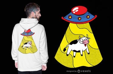 Ufo spaceship abducting a cow t-shirt design
