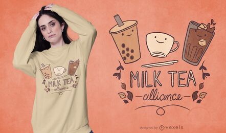 Diseño de camiseta de alianza de té de leche.