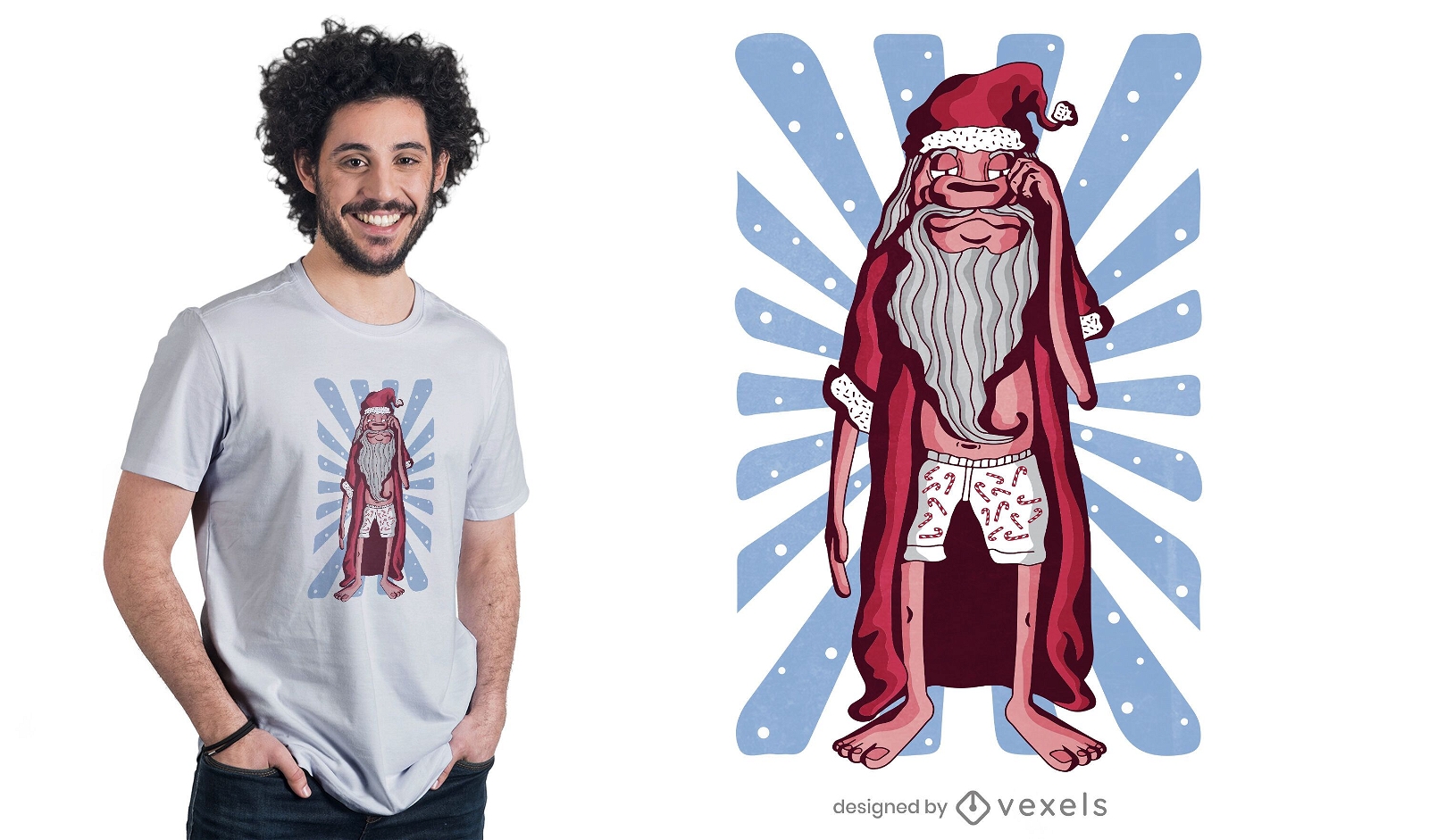 Design de camiseta do Papai Noel Sonolento