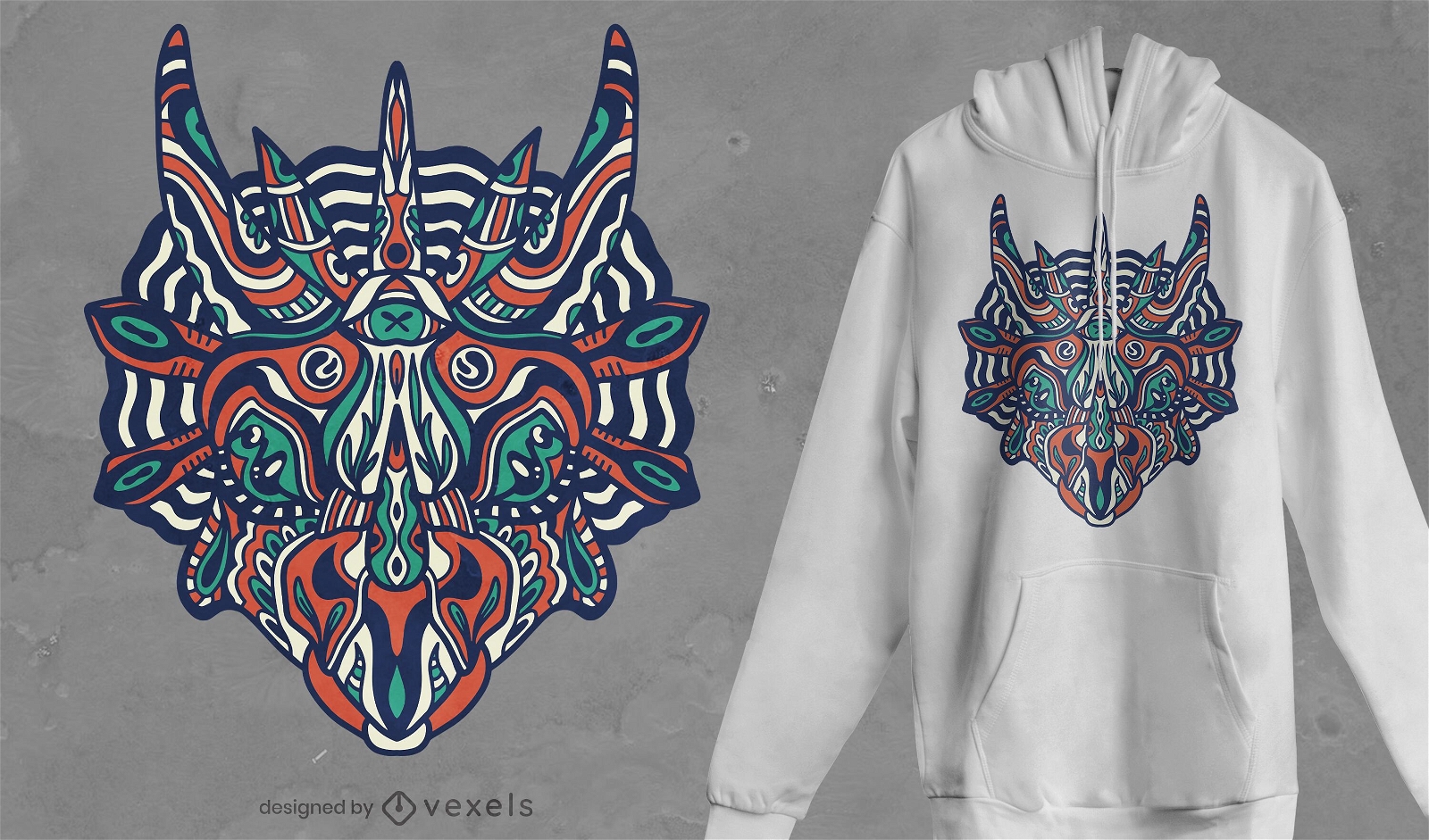 Design de t-shirt Mandala triceratops