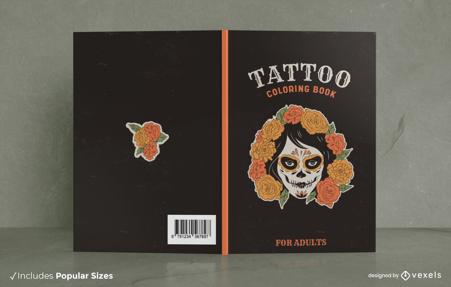 Diseño de portada de libro para colorear de tatuaje de niña mexicana