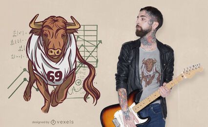 Diseño de camiseta de toro bursátil.
