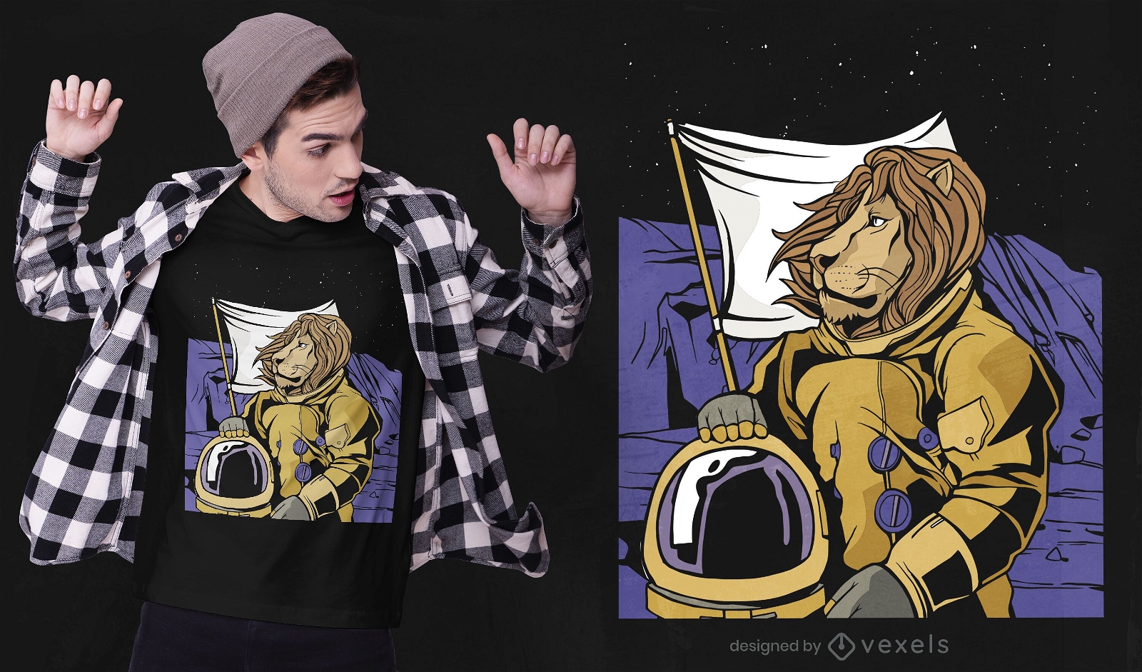 Space lion t-shirt design