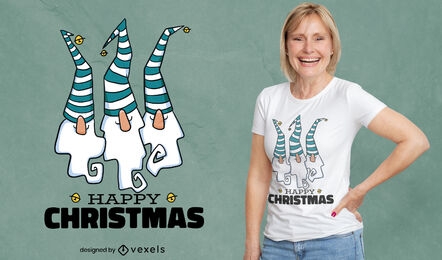 Design de camiseta de gnomos de feliz natal