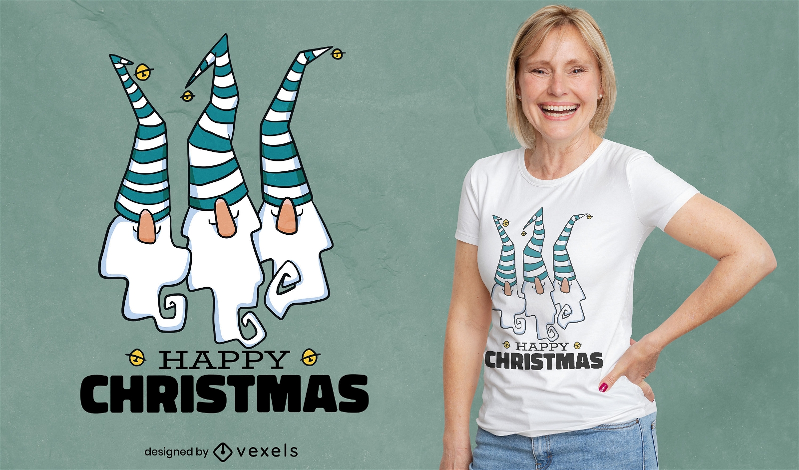Diseño de camiseta de gnomos de feliz Navidad