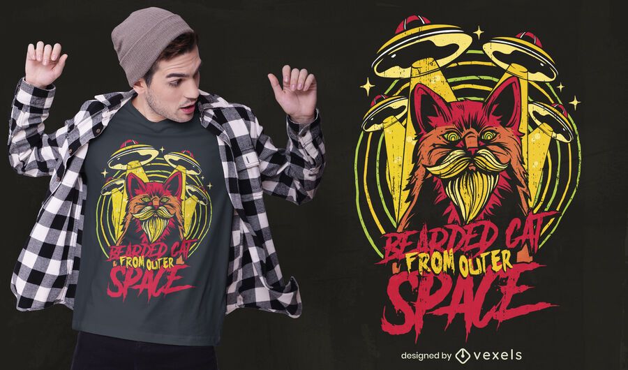 Space bearded cat t-shirt design Space bearded cat t-shirt design