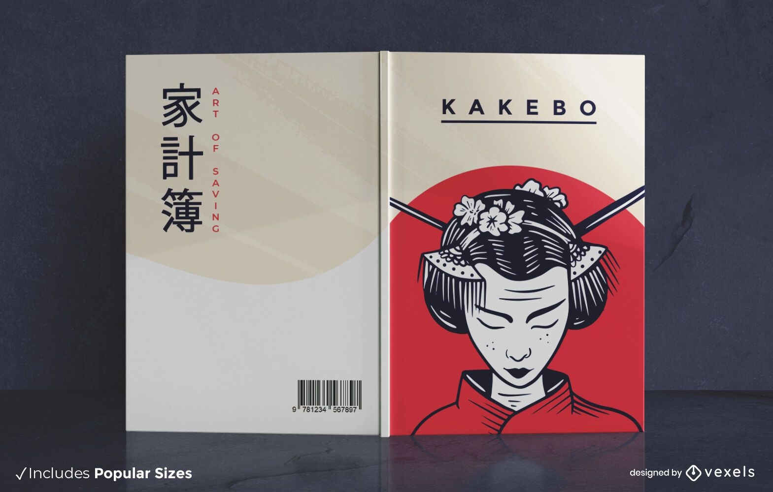 Dise?o de portada de libro japon?s Kakebo