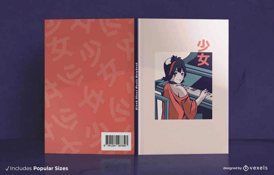 Design de capa de livro de anime para piano Design de capa de livro de anime para piano