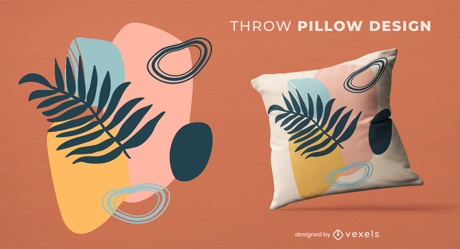 Leaf shapes throw pillow design