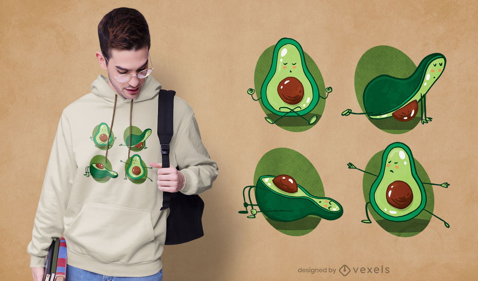 Diseño de camiseta de aguacate yoga.