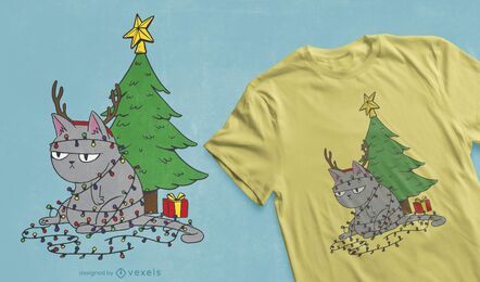 Design de t-shirt com gato emaranhado