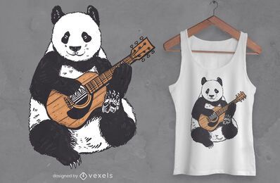Diseño de camiseta de panda de guitarra.
