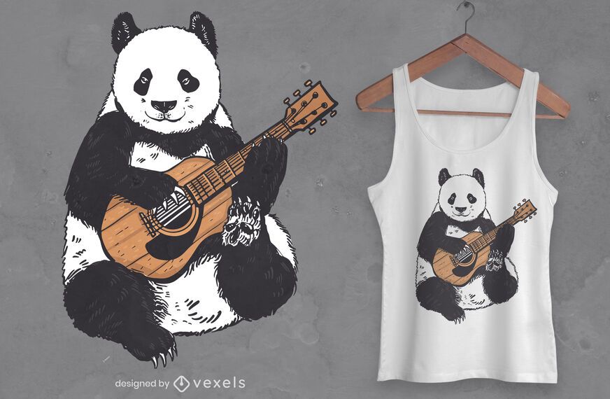 Diseño de camiseta de guitarra panda Diseño de camiseta de guitarra panda