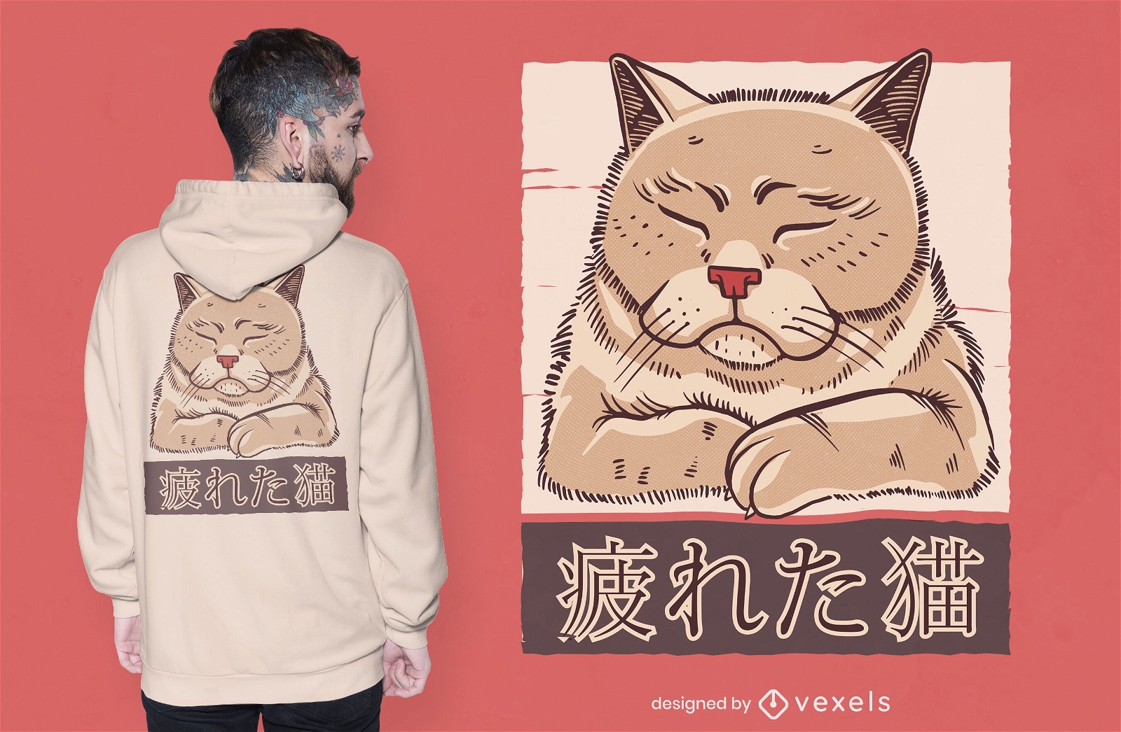 Design de t-shirt de gato cansado