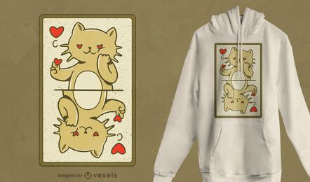 Diseño de camiseta con tarjeta de gato