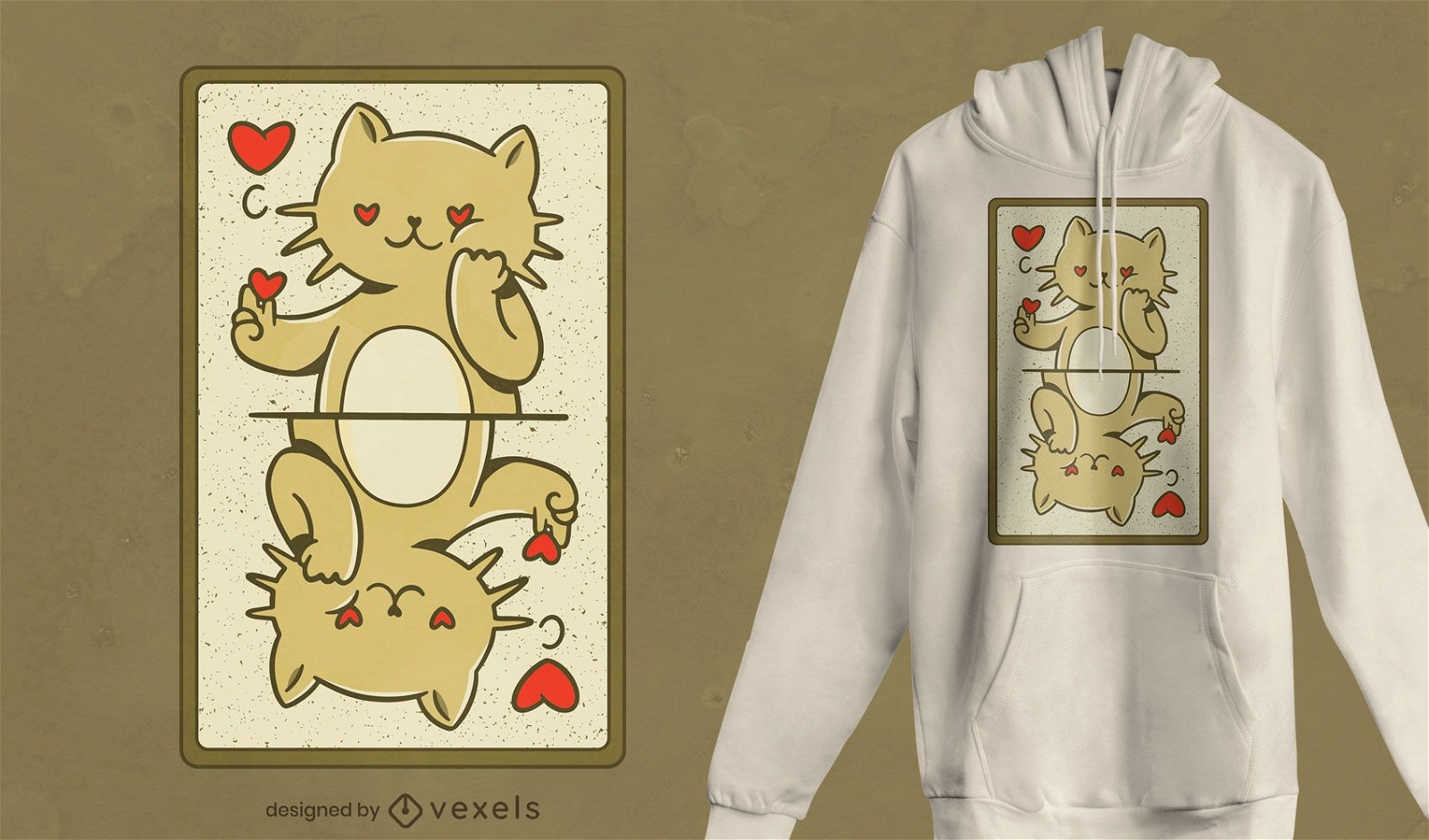 Design de t-shirt de cartão de gato