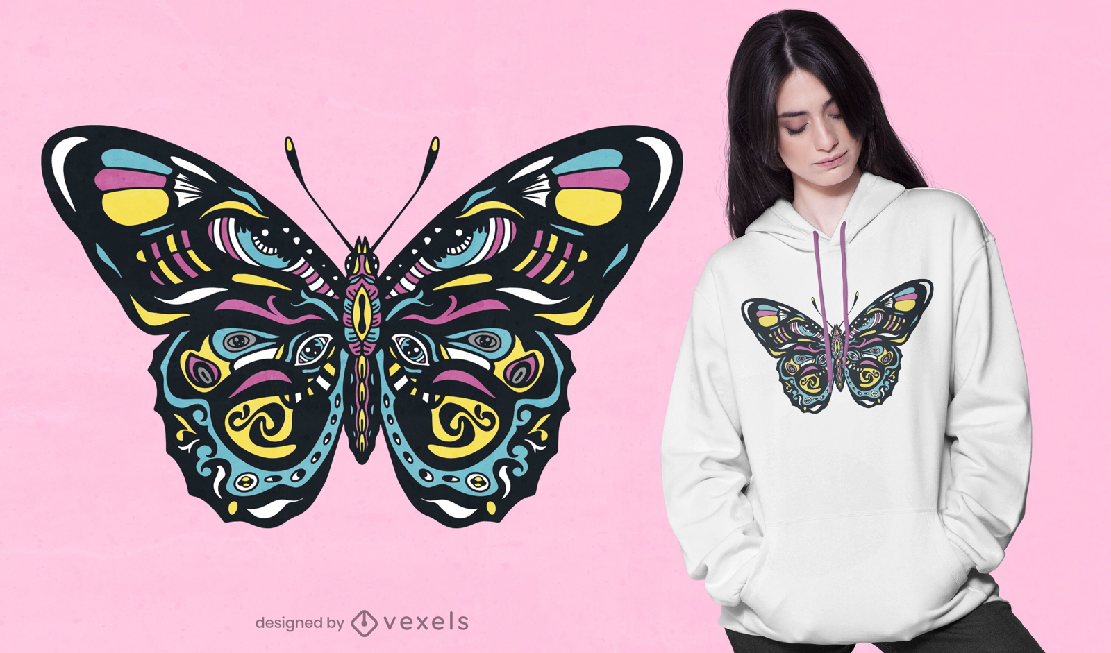 Buntes Schmetterlings-T-Shirt Design