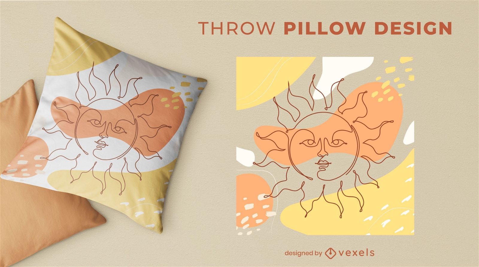 Sun throw pillow design