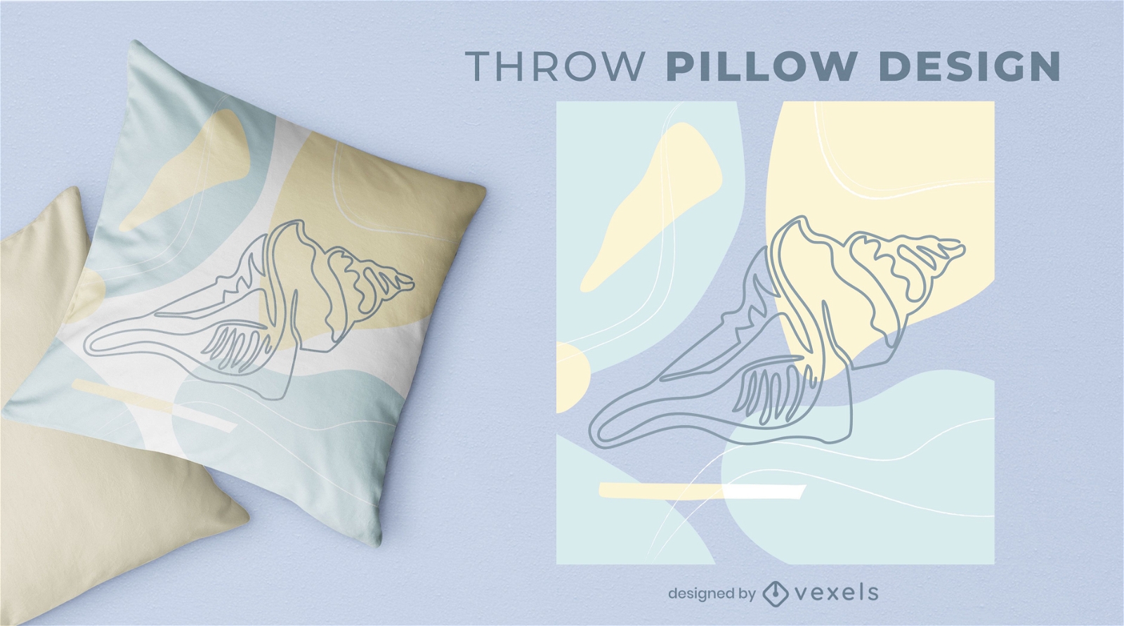 Large shell throw pillow design
