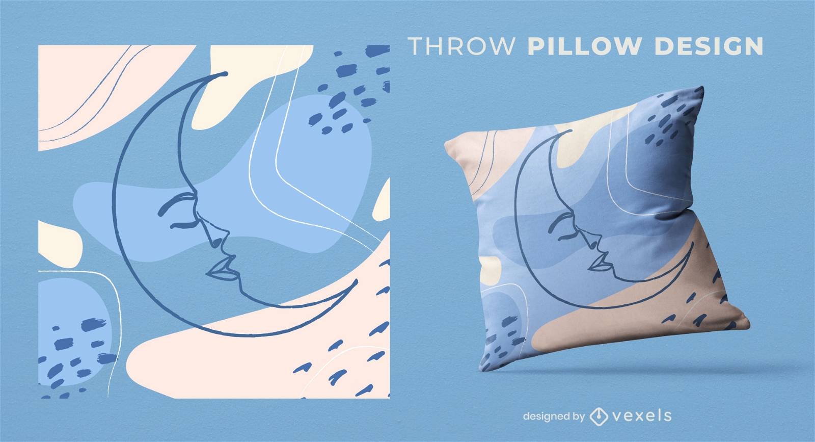 Abstract moon throw pillow design