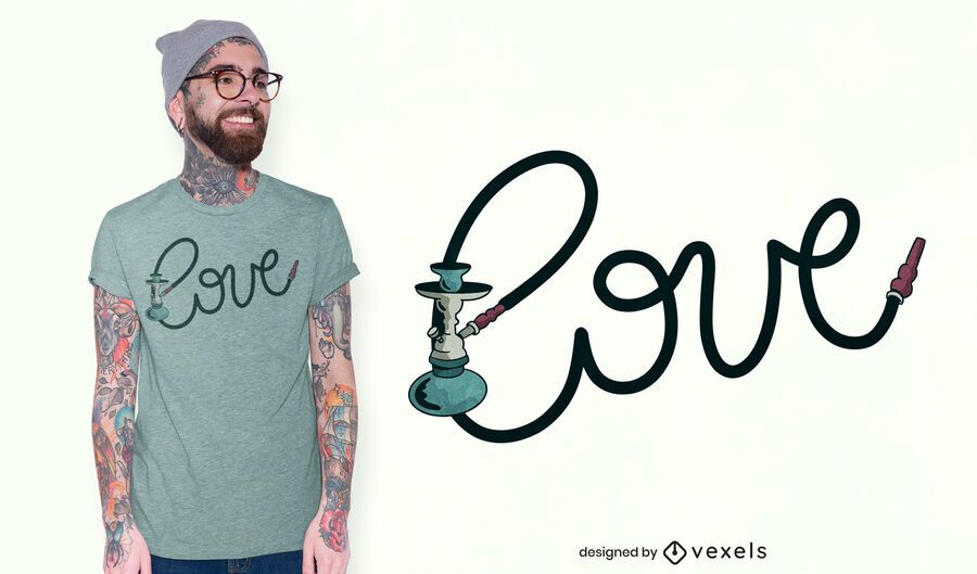 Diseño de camiseta hookah love Diseño de camiseta hookah love