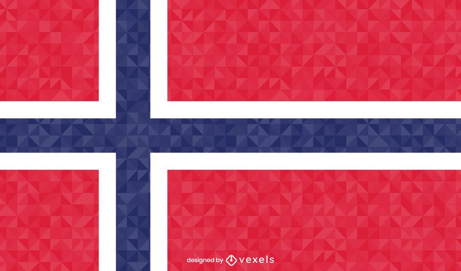 Diseño poligonal de la bandera de Noruega Diseño poligonal de la bandera de Noruega