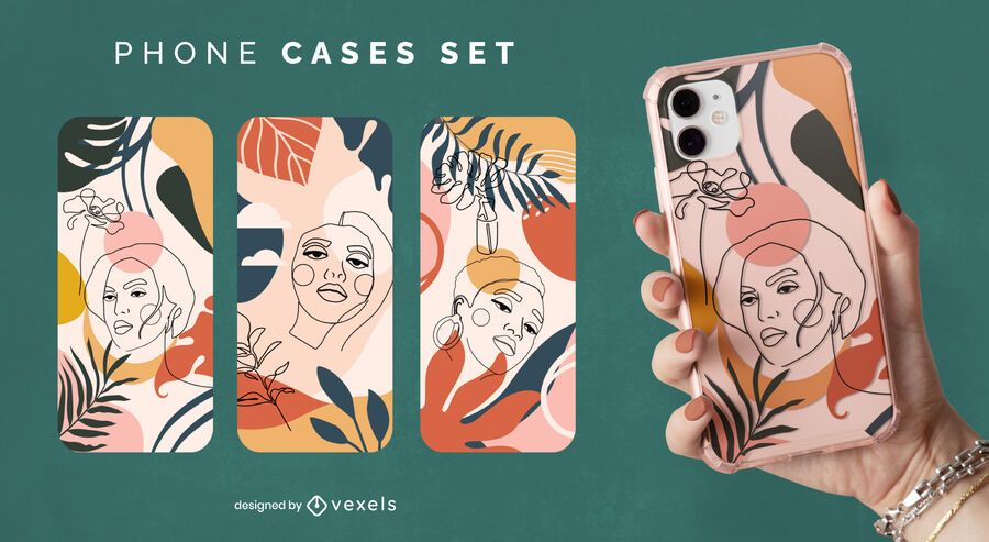 Conjunto de caja de teléfono de mujer naturaleza Conjunto de caja de teléfono de mujer naturaleza