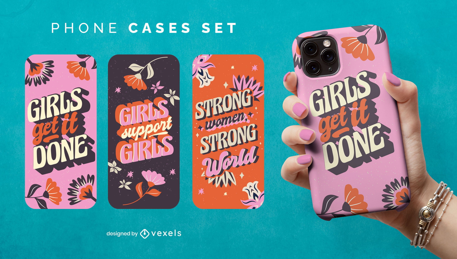 Women's day quote phone case set