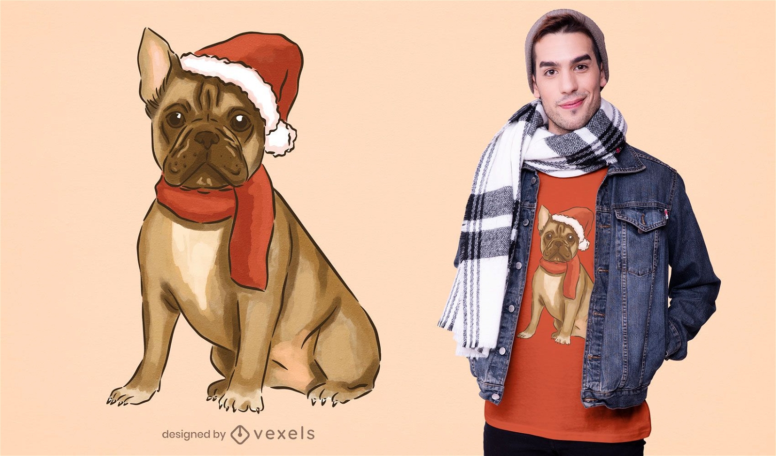 Weihnachten Franz?sisch Bulldogge T-Shirt Design